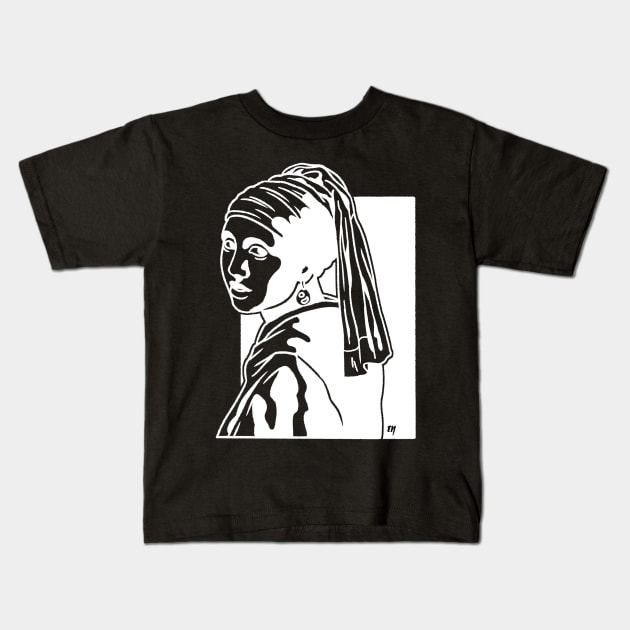 Girl with a Pearl Earring Kids T-Shirt by Museum of Mysteries